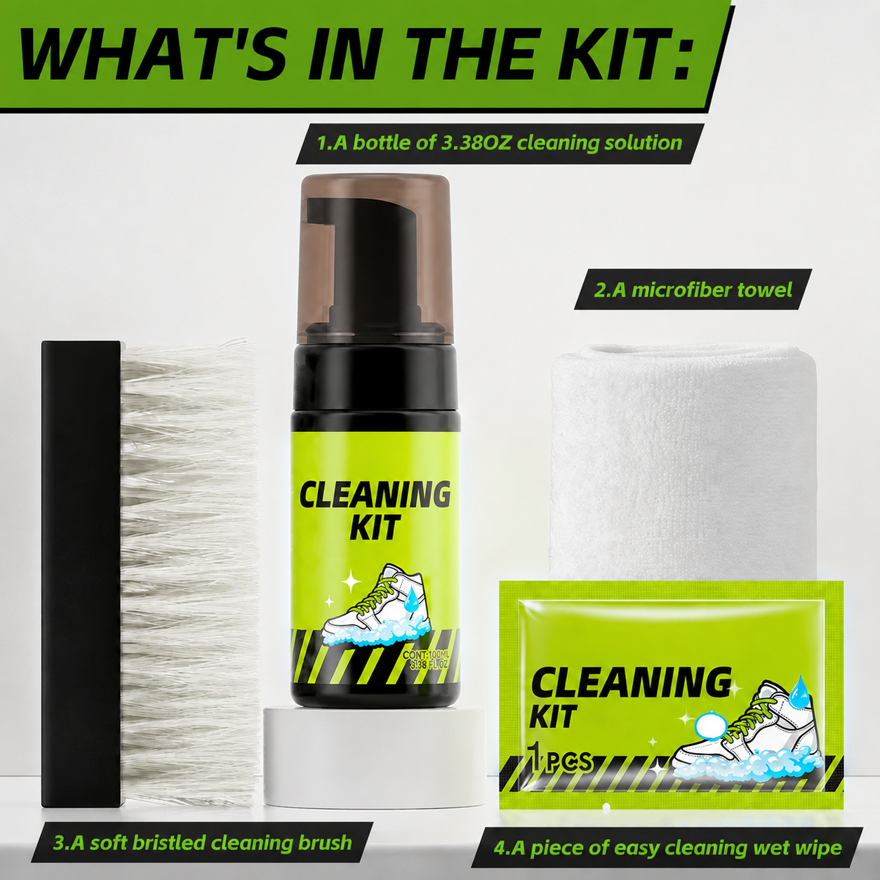 ⚡ Shoe cleaning and care kit including dry cleaner, stain removal wipes, basketball shoe cleaner, and dedicated brushes