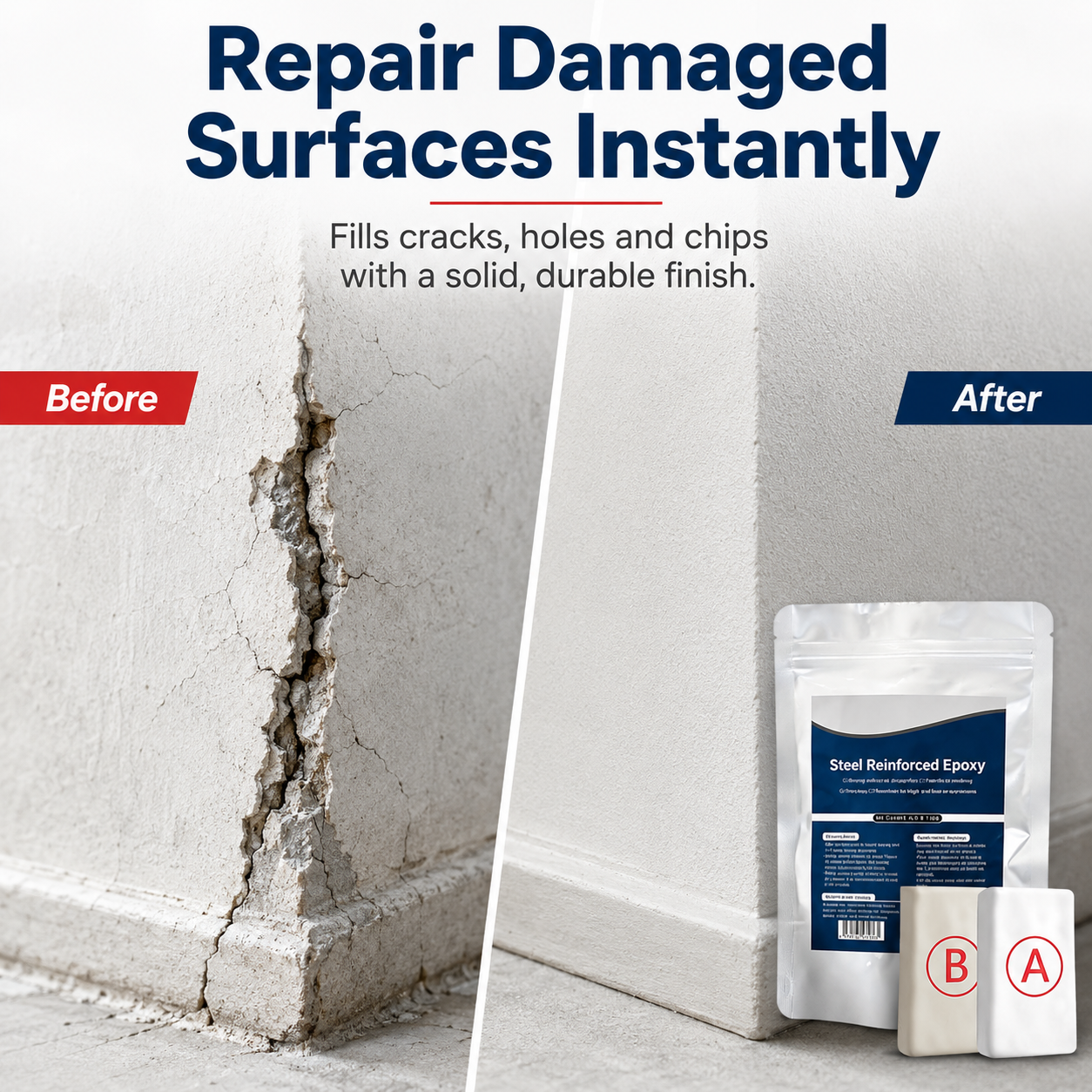 💥🏠Steel Reinforced Epoxy Repair Putty — Universal Glue for Metal, Wood, Plastic
