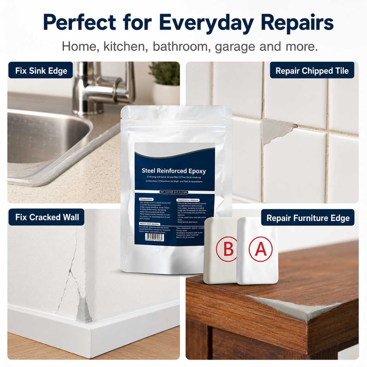 💥🏠Steel Reinforced Epoxy Repair Putty — Universal Glue for Metal, Wood, Plastic