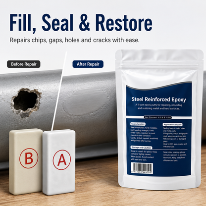 💥🏠Steel Reinforced Epoxy Repair Putty — Universal Glue for Metal, Wood, Plastic